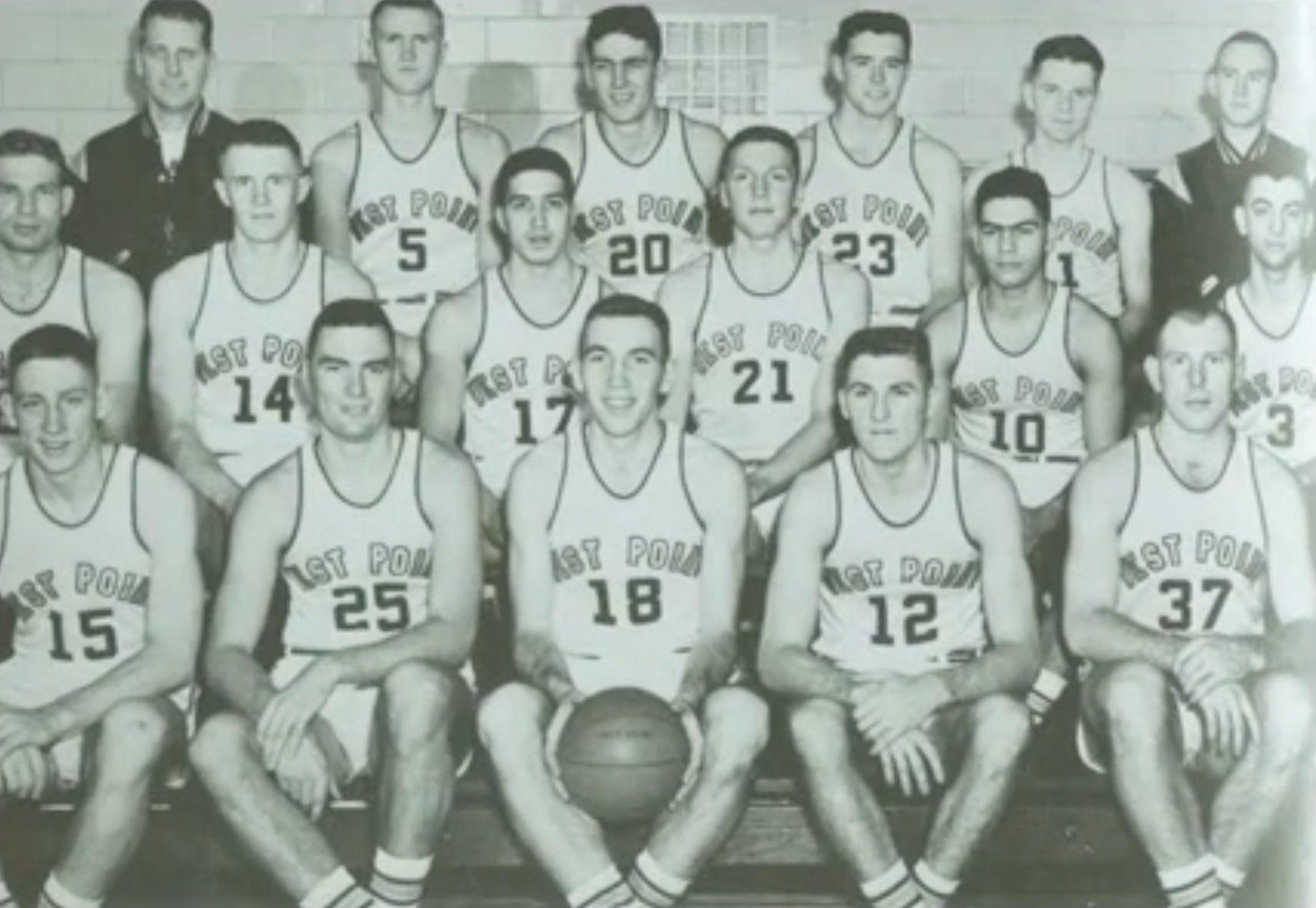 West Point basketball team photo, Hannon No. 18 seated center